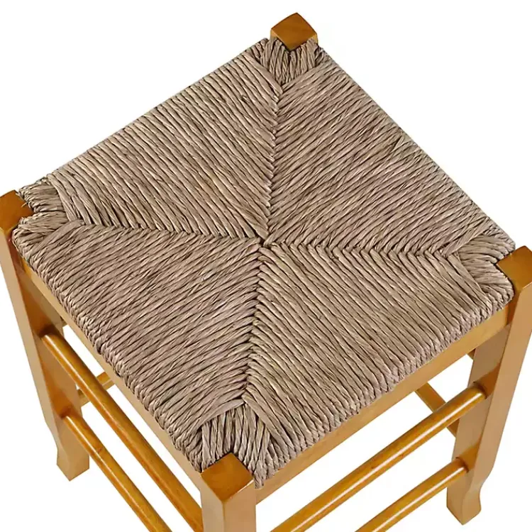 Kirklands Home Honey Wood and Woven Rush Counter Stool Tan Sale
