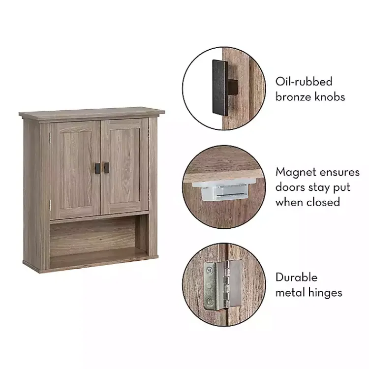 Kirklands Home Honey Woodgrain Wall-Mounted Cabinet Tan Hot