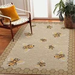 Kirklands Home Honeycomb Bees Outdoor Area Rug, 5x7 Hot