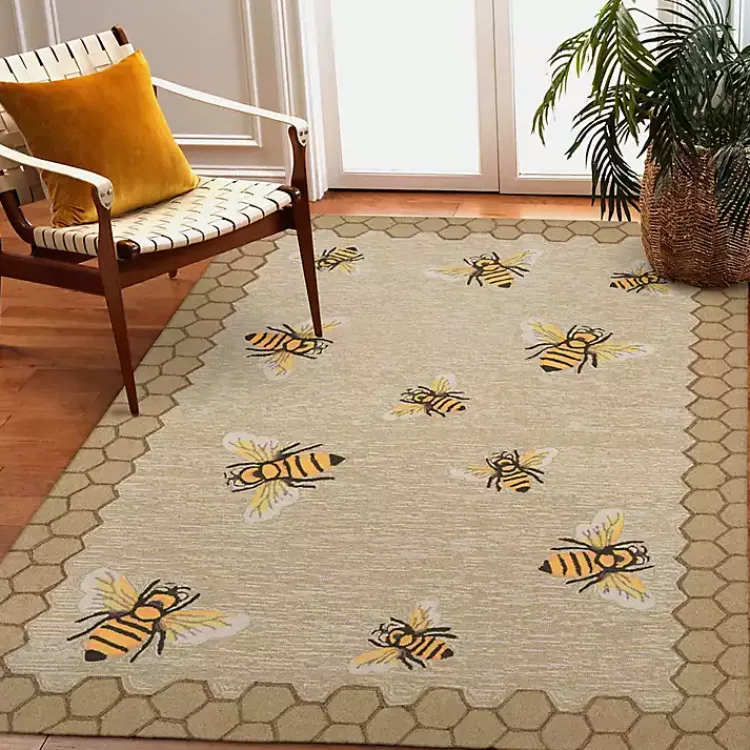 Kirklands Home Honeycomb Bees Outdoor Area Rug, 5x7 Hot