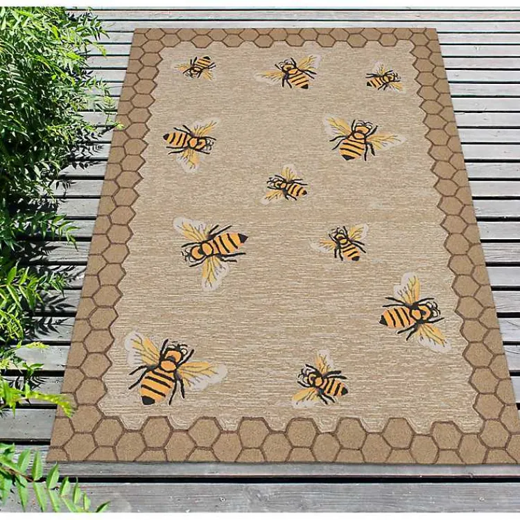 Kirklands Home Honeycomb Bees Outdoor Area Rug, 5x7 Hot