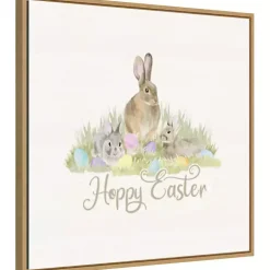 Easter Decorations>Kirklands Home Hoppy Easter Bunnies Framed Canvas Art Print