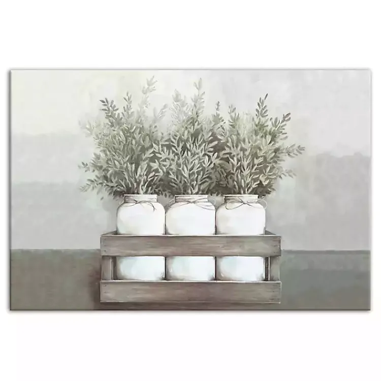 Kirklands Home Horizontal Mason Jar Greenery Canvas Art Print Multi