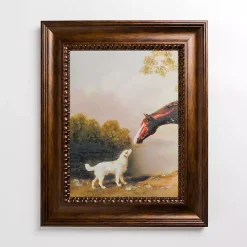 Kirklands Home Horse and Dog Vintage Framed Art Print Multi New
