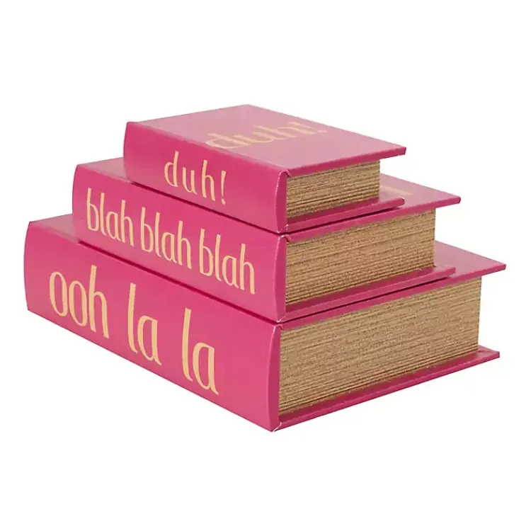 Baskets & Boxes>Kirklands Home Hot Pink Ooh La La Book Boxes, Set of 3