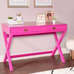 Kirklands Home Hot Wood 2-Drawer Peggy Desk Pink Clearance