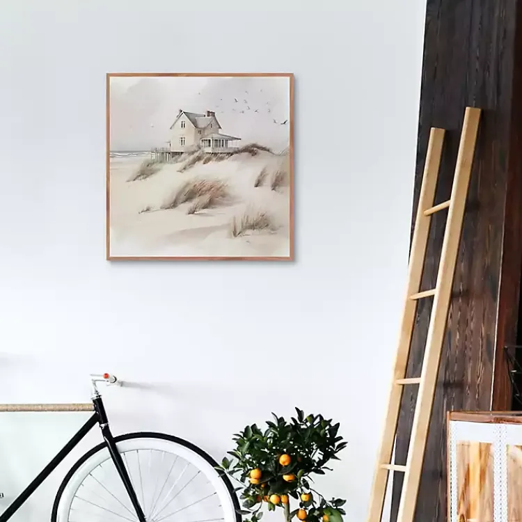 Kirklands Home House on the Dunes Framed Canvas Art Print Tan Discount