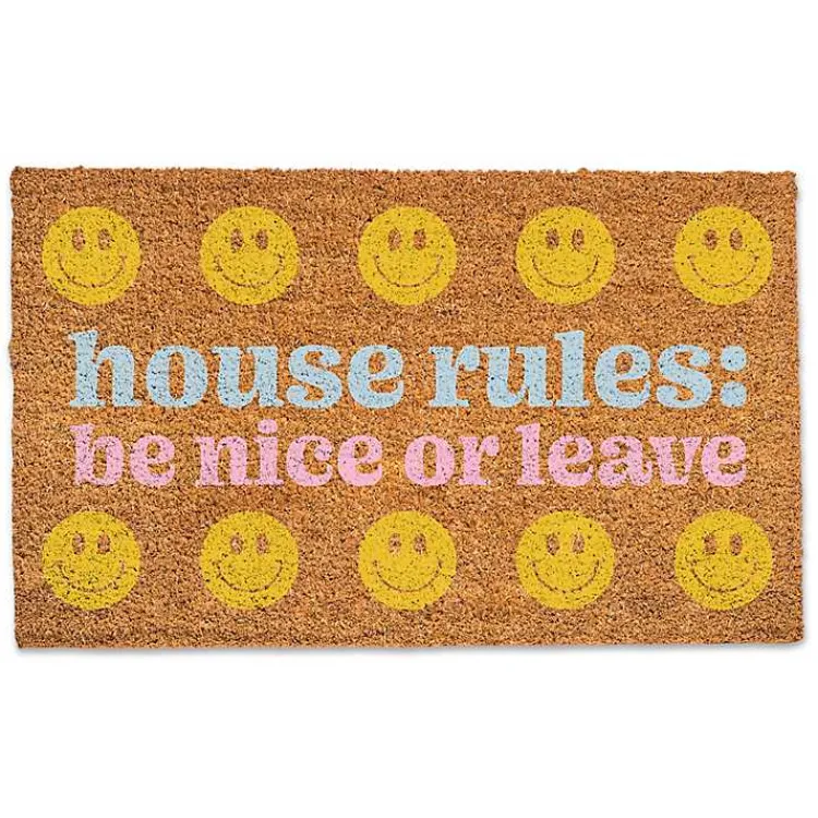 Kirklands Home House Rules: Be Nice or Leave Coir Doormat Sale