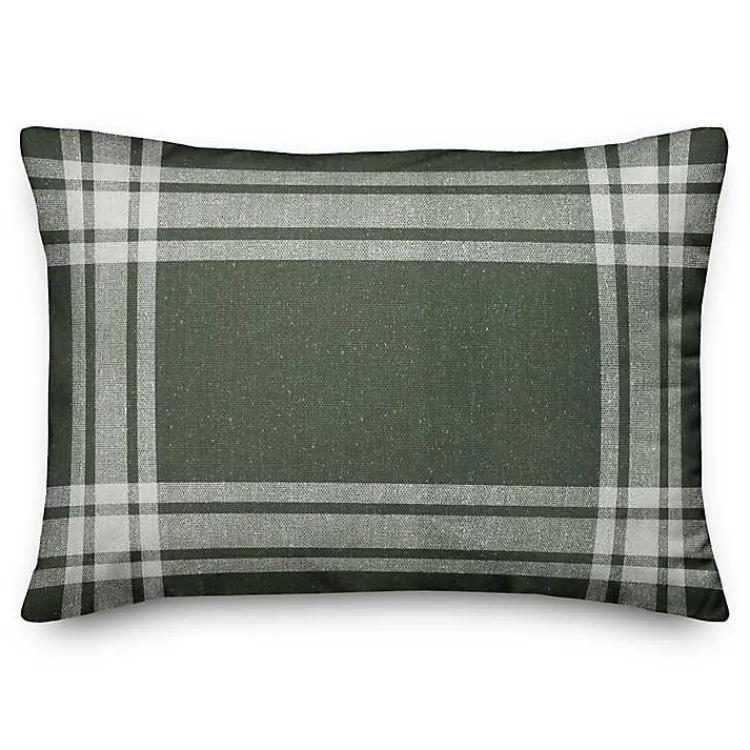 Pillows>Kirklands Home Hunter Plaid Indoor/Outdoor Lumbar Pillow Green