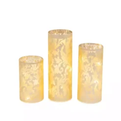 Candle Holders>Kirklands Home Hurricane Glass Luminaries, Set of 3 Gold