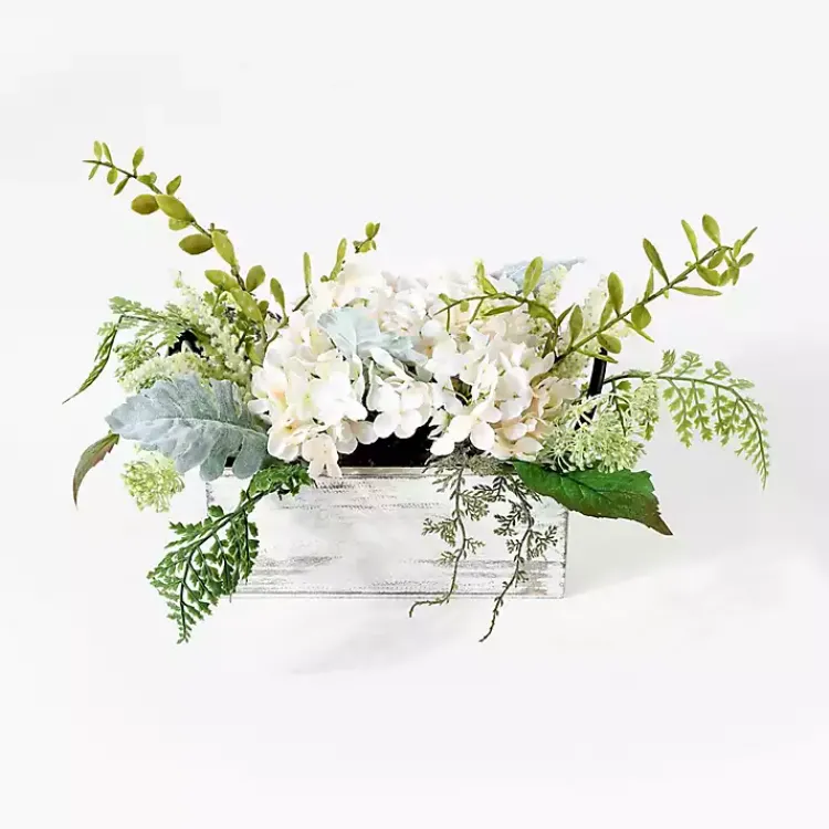 Arrangements & Greenery>Kirklands Home Hydrangea Arrangement in White Planter
