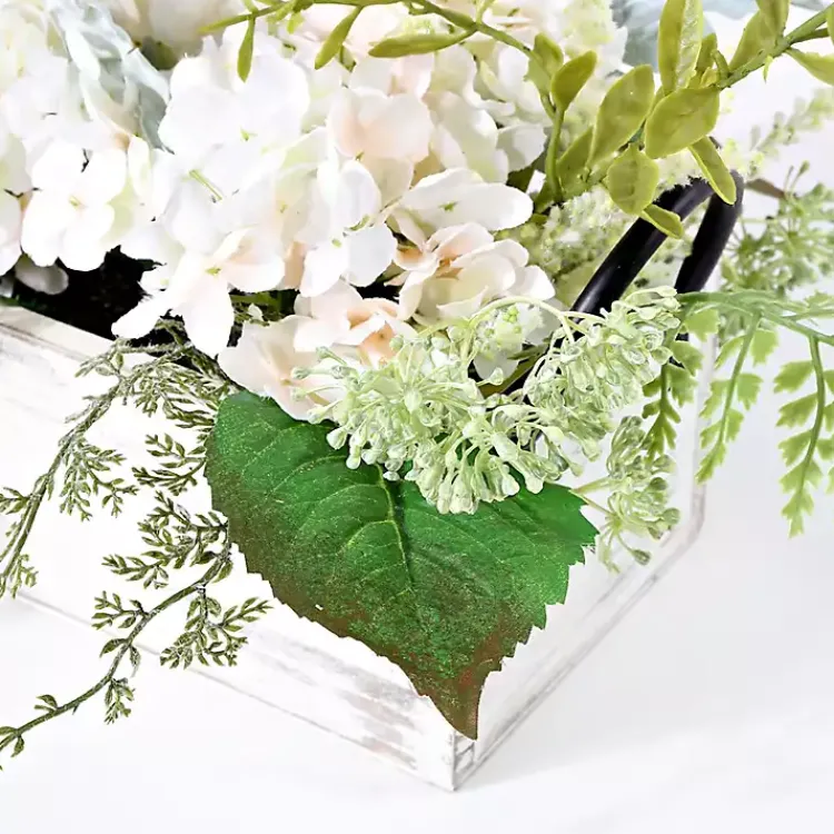 Arrangements & Greenery>Kirklands Home Hydrangea Arrangement in White Planter
