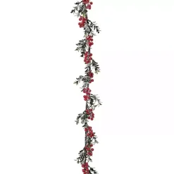 Christmas Arrangements & Garland>Kirklands Home Iced Berry and Boxwood Waterproof Garland