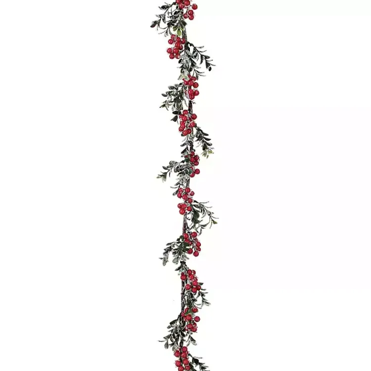 Christmas Arrangements & Garland>Kirklands Home Iced Berry and Boxwood Waterproof Garland