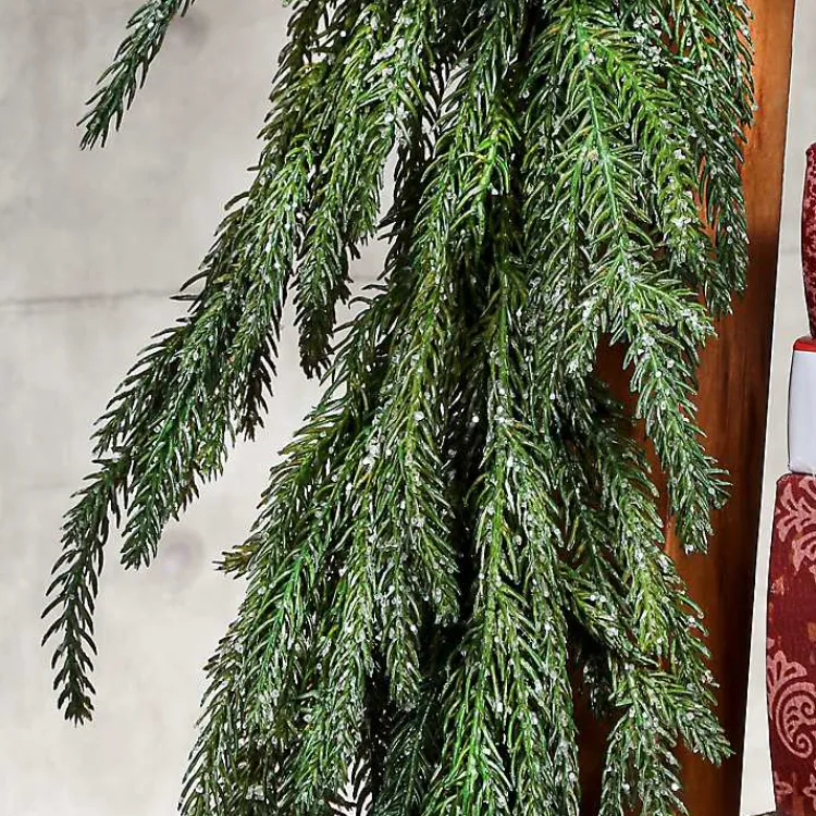 Christmas Arrangements & Garland>Kirklands Home Iced Garden Norfolk Pine Garland Green