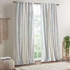 Kirklands Home Imani Chenille Stripe Curtain Panel, 95 in. Blue Sale