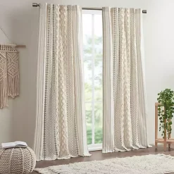 Kirklands Home Imani Cream Chenille Stripe Curtain Panel, 84 in. Ivory Online
