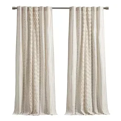 Kirklands Home Imani Cream Chenille Stripe Curtain Panel, 84 in. Ivory Online