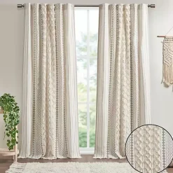 Kirklands Home Imani Cream Chenille Stripe Curtain Panel, 84 in. Ivory Online