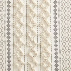 Kirklands Home Imani Cream Chenille Stripe Curtain Panel, 84 in. Ivory Online