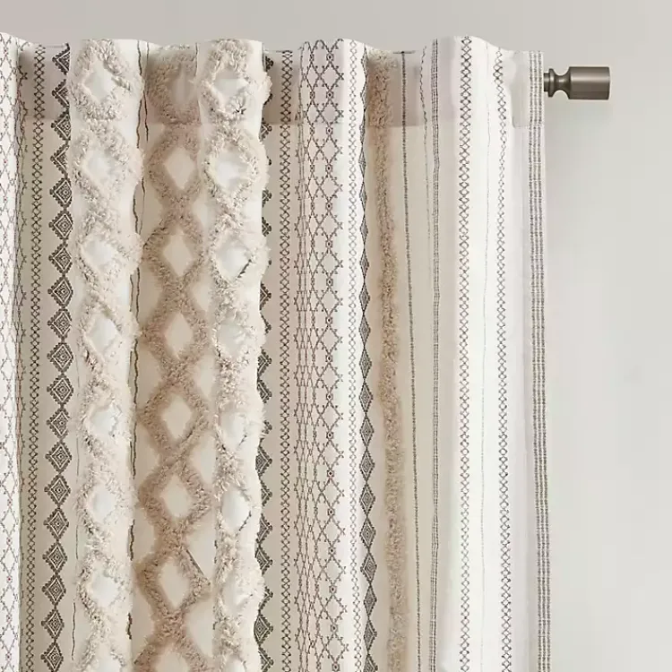 Kirklands Home Imani Cream Chenille Stripe Curtain Panel, 95 in. Ivory Hot