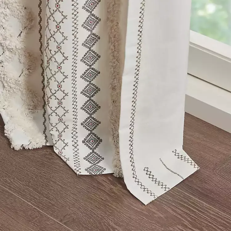 Kirklands Home Imani Cream Chenille Stripe Curtain Panel, 95 in. Ivory Hot
