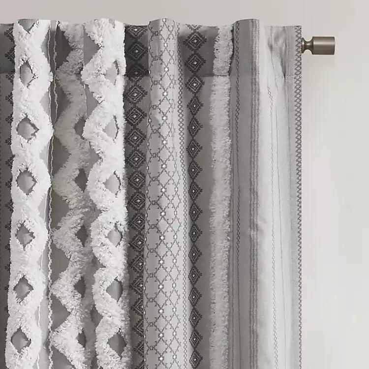Kirklands Home Imani Chenille Stripe Curtain Panel, 84 in. Gray Sale