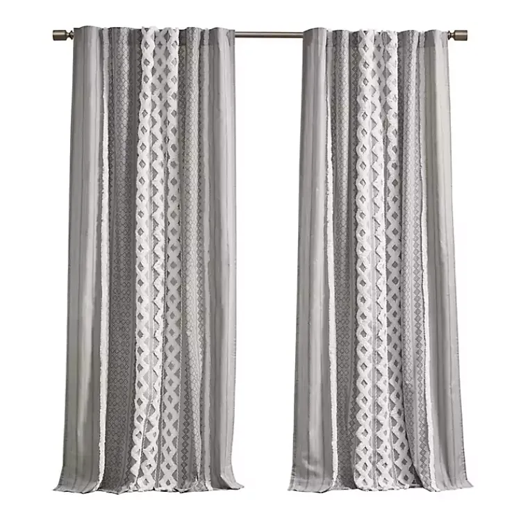 Kirklands Home Imani Chenille Stripe Curtain Panel, 95 in. Gray Hot