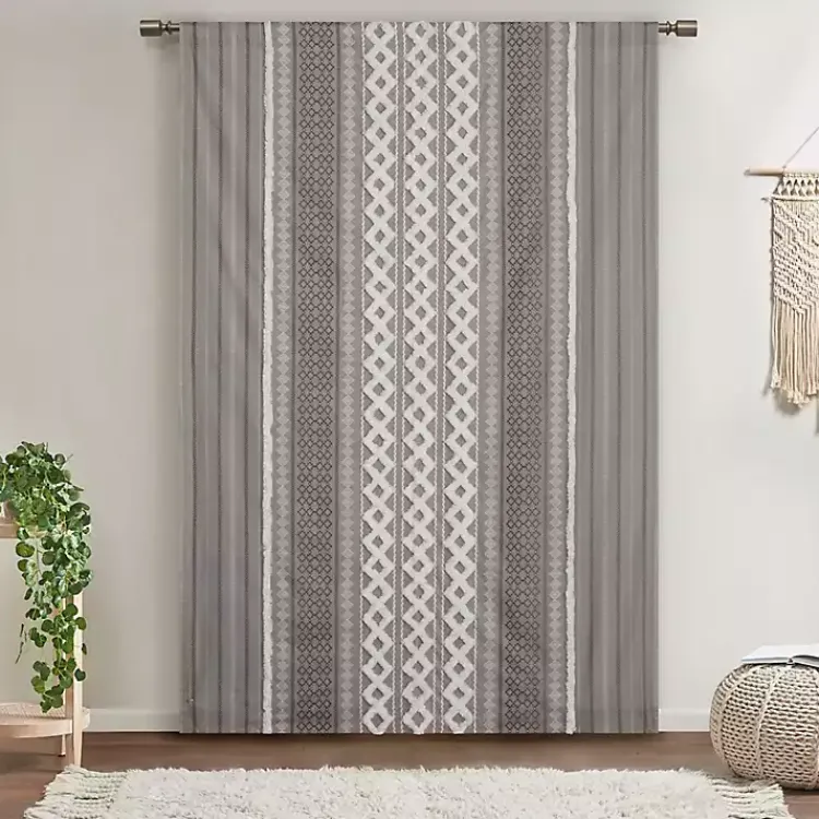 Kirklands Home Imani Chenille Stripe Curtain Panel, 95 in. Gray Hot