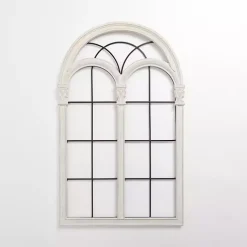 Kirklands Home Imogen White Arched Windowpane Wall Plaque Best