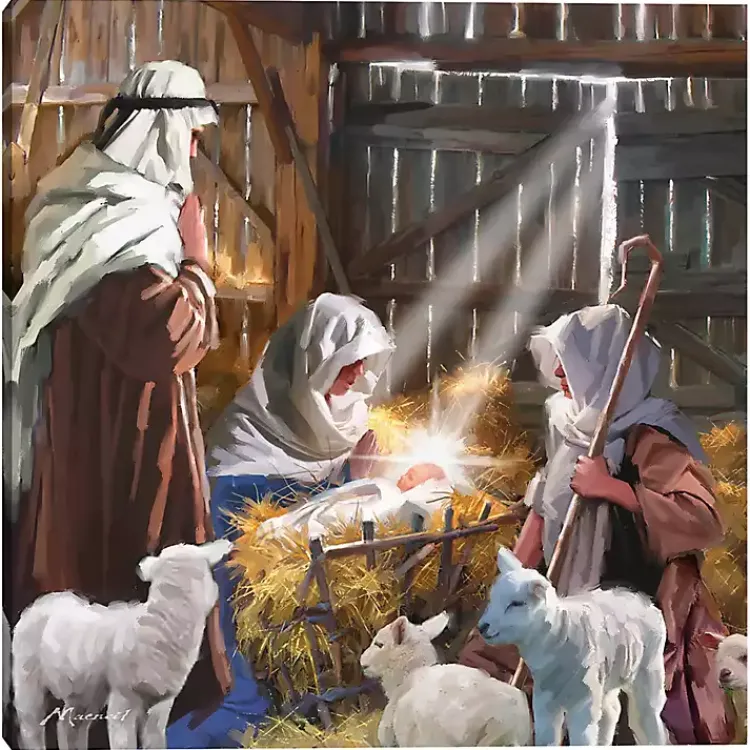 Christmas Art & Wall Decor>Kirklands Home In The Manger Christmas Canvas Art Print Multi