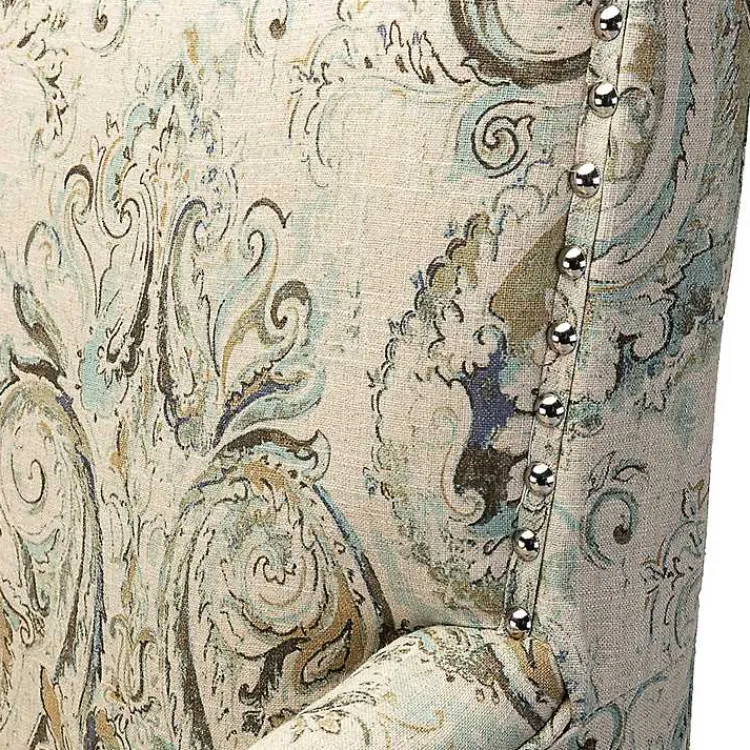 Kirklands Home Indigo and Yellow Floral Upholstered Accent Chair New