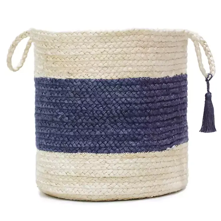 Baskets & Boxes>Kirklands Home Indigo Bold Striped Jute Basket, 19 in.