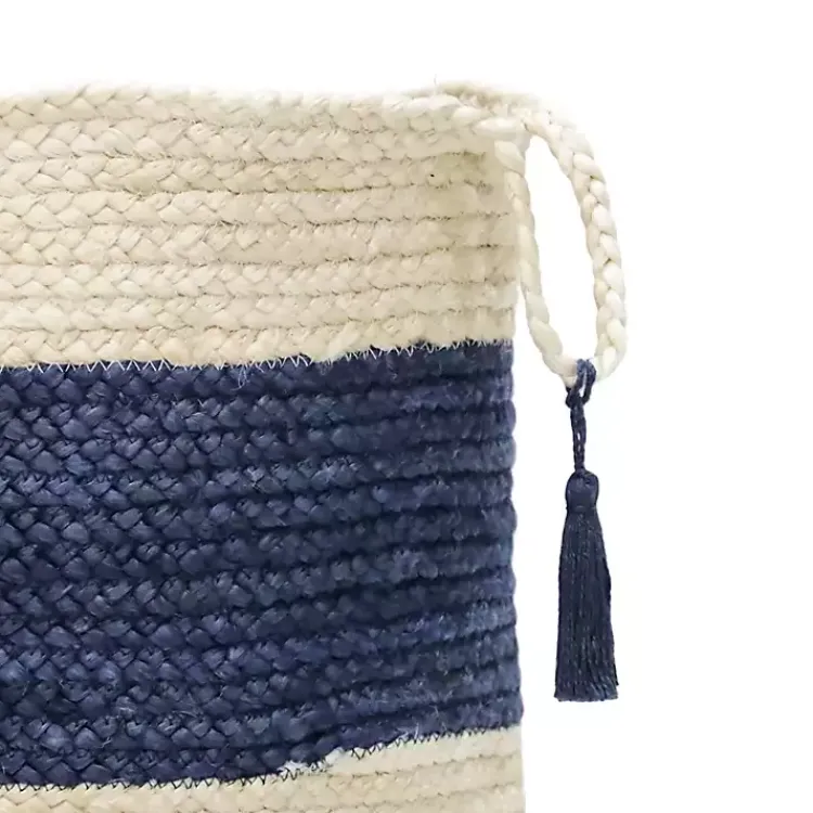 Baskets & Boxes>Kirklands Home Indigo Bold Striped Jute Basket, 19 in.
