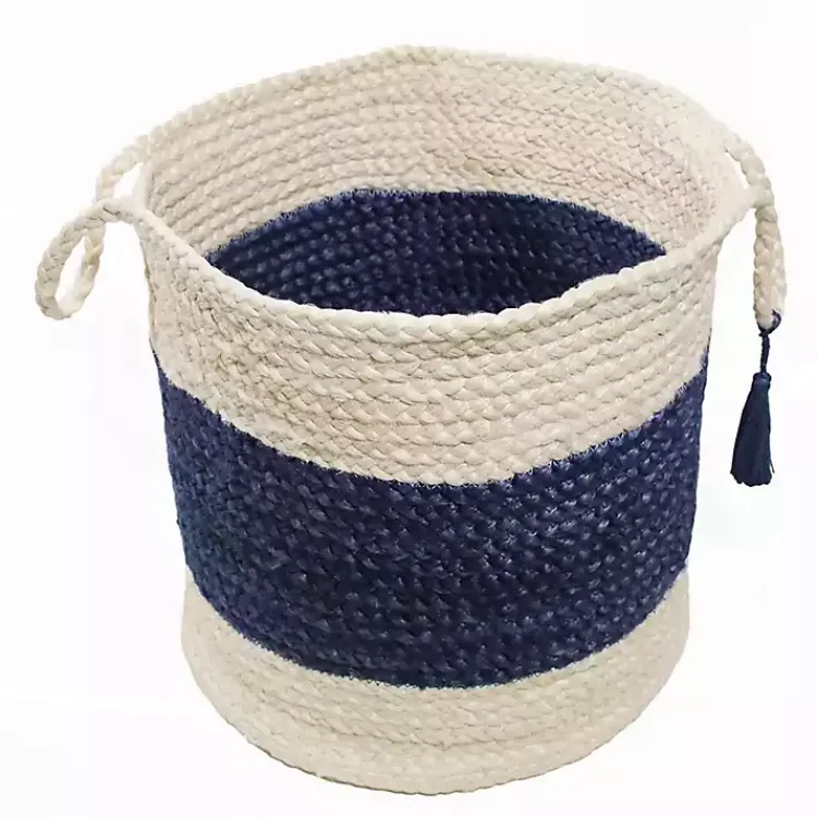 Baskets & Boxes>Kirklands Home Indigo Bold Striped Jute Basket, 19 in.