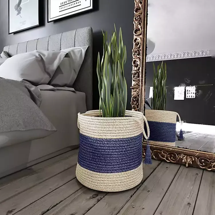 Baskets & Boxes>Kirklands Home Indigo Bold Striped Jute Basket, 19 in.