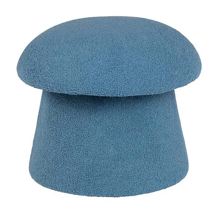 Kirklands Home Indigo Boucle Mushroom Storage Ottoman Blue Clearance