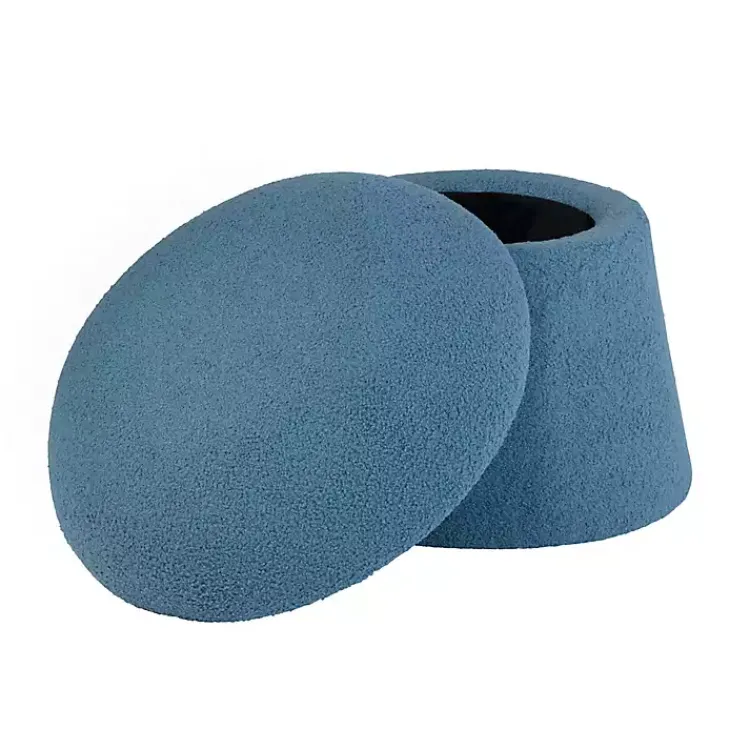 Kirklands Home Indigo Boucle Mushroom Storage Ottoman Blue Clearance