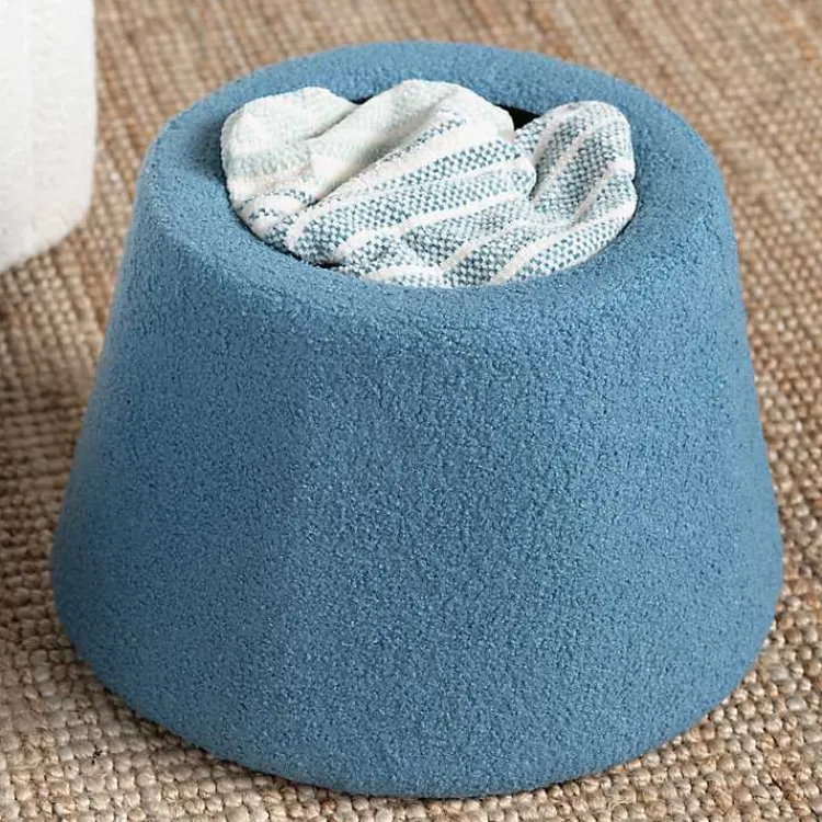 Kirklands Home Indigo Boucle Mushroom Storage Ottoman Blue Clearance