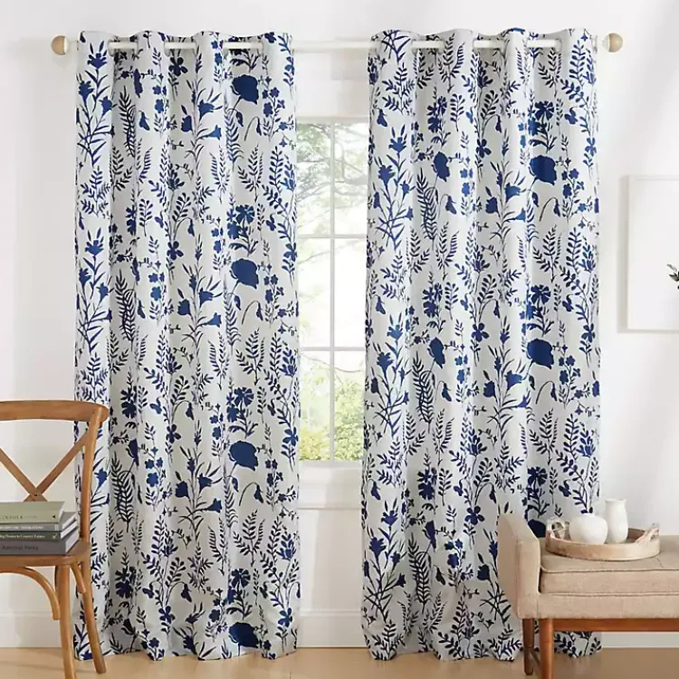 Kirklands Home Indigo Floral 2-pc. Curtain Panel Set, 96 in. Clearance