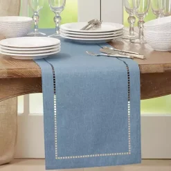 Kirklands Home Indigo Hemstitch Border Table Runner Blue Best