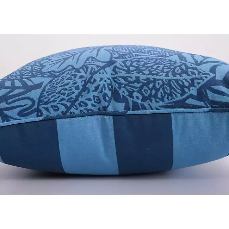 Kirklands Home Indigo Island Reversible Outdoor Lumbar Pillow Blue Hot