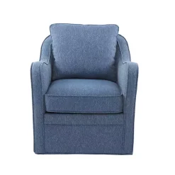 Kirklands Home Indigo Swivel Upholstered Wide Seat Accent Chair Blue Sale