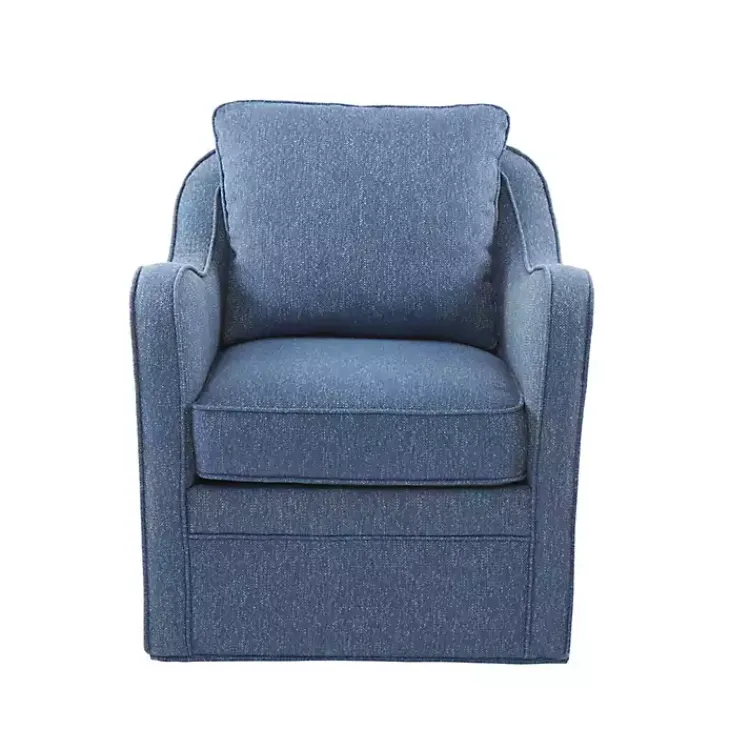 Kirklands Home Indigo Swivel Upholstered Wide Seat Accent Chair Blue Sale