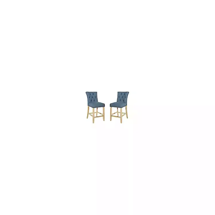 Kirklands Home Indigo Tufted Nailhead Counter Stools, Set of 2 Blue Clearance