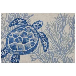 Kirklands Home Indigo Turtle Hooked Wool Accent Rug Outlet