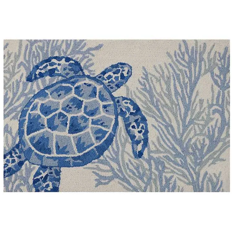 Kirklands Home Indigo Turtle Hooked Wool Accent Rug Outlet
