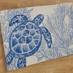 Kirklands Home Indigo Turtle Hooked Wool Accent Rug Outlet