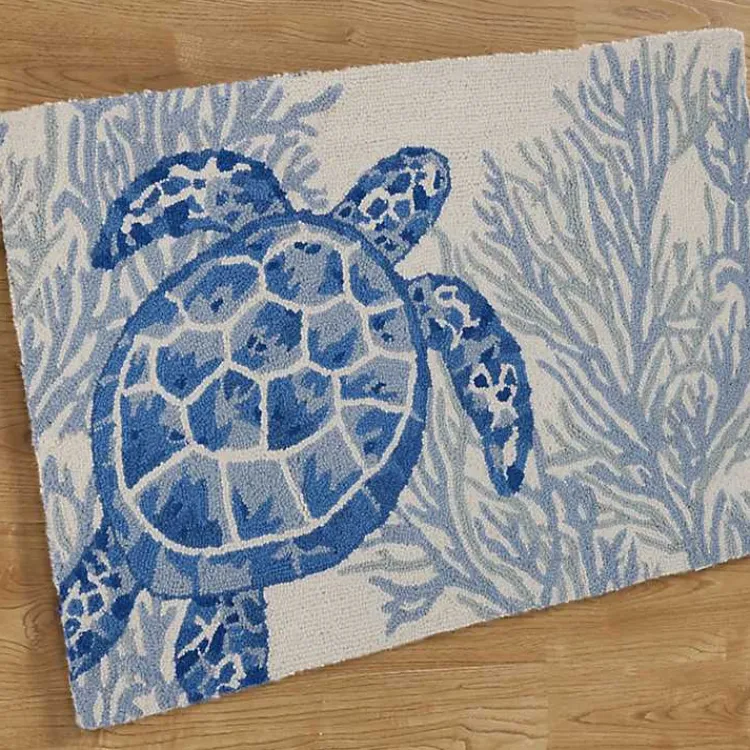 Kirklands Home Indigo Turtle Hooked Wool Accent Rug Outlet