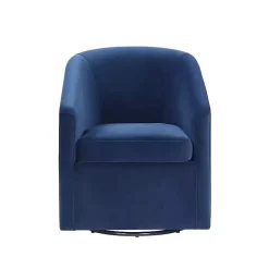 Kirklands Home Indigo Velvet Swivel Barrel Accent Chair Blue New